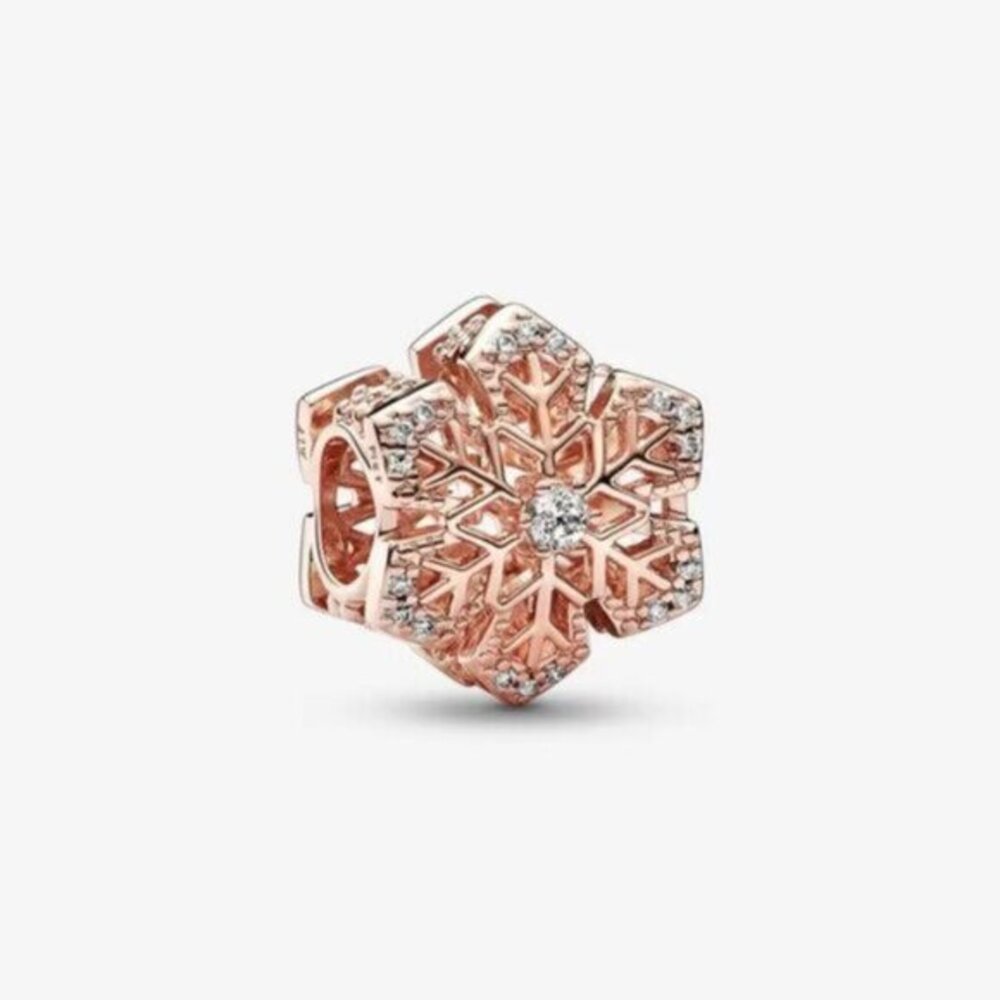 Pandora Rose Gold Snowflake Charm with Clear Stones